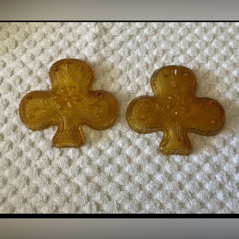 Tiara Sandwich Glass Bridge Table Dish, Vintage Tiara Amber Sandwich Glass Club